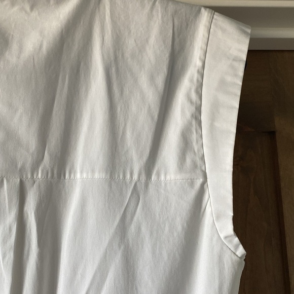 Veronica Beard Ruched Shirt Dress Womens Size 8 Cotton Midi contemporary White - Picture 11 of 12